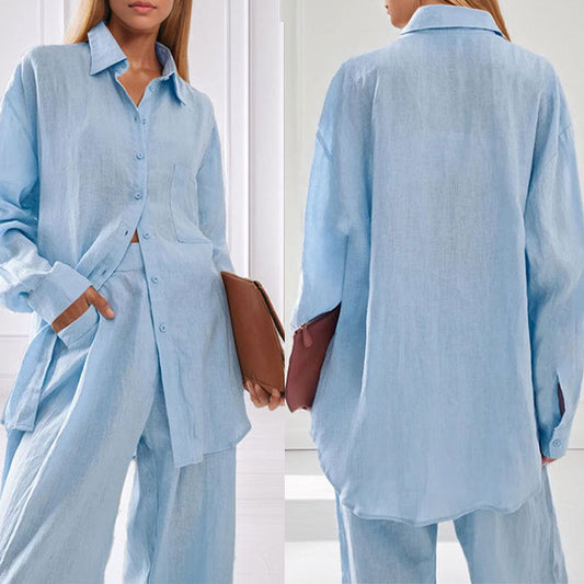 Damen Leinen-Anzug Sommer Set Bequem Elegant - IdealeKleiden