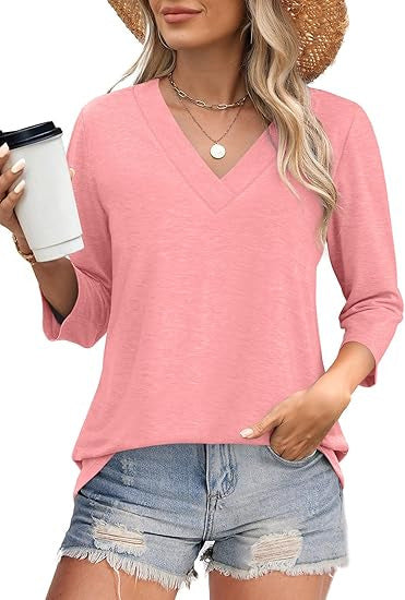 Damen Oberteil V-Ausschnitt Elegante Bluse