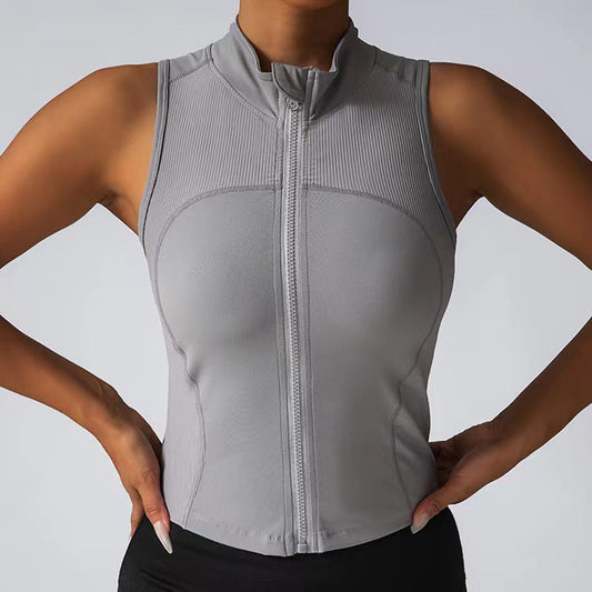 Damen Fitness-Top Elegant mit Reißverschluss - IdealeKleiden