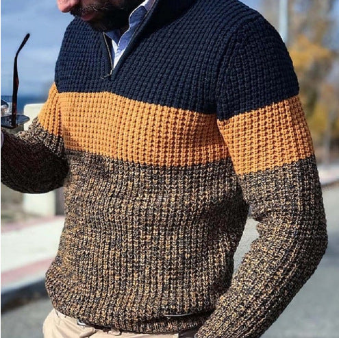 Herren Strickpullover Texturiert Halbzipper - IdealeKleiden