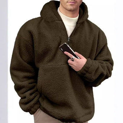 Herren Fleece Pullover Kuschelig Halbzipper Design