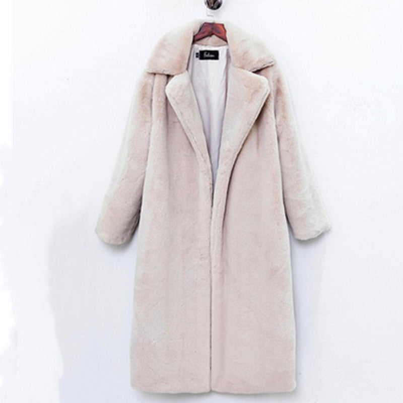 Damen Teddy Mantel Lang Elegant Schnitt