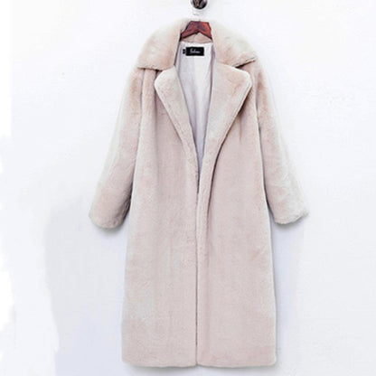 Damen Teddy Mantel Lang Elegant Schnitt