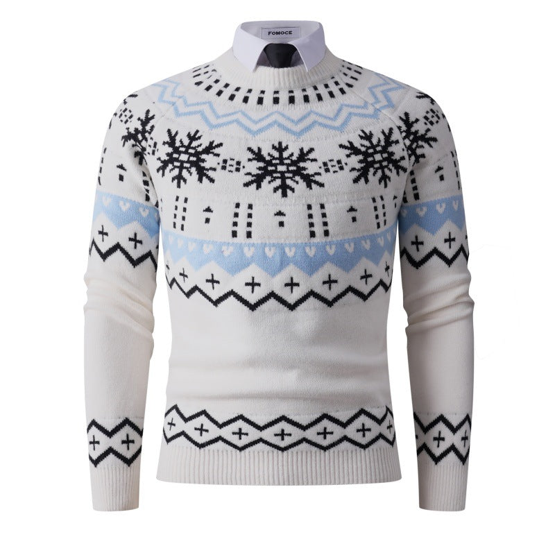 Herren Strickpullover Winter Trend Schneemuster Design - IdealeKleiden