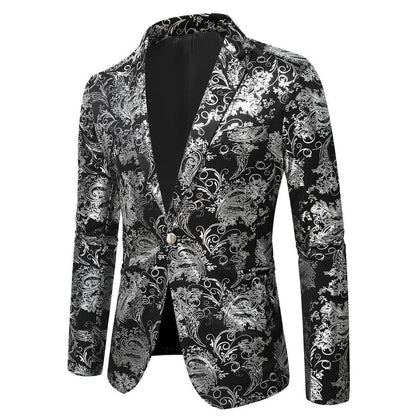 Herren Blazer Elegant Goldmuster Slim Fit