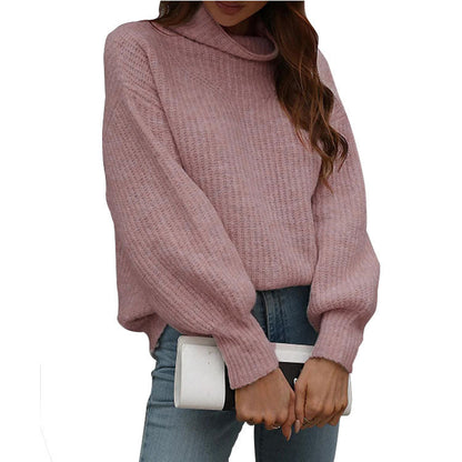 Damen Pullover Weit Rollkragen Trendy Oversized