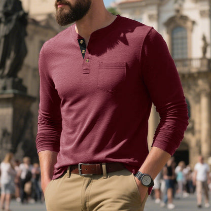 Herren Langarm-Shirt Weich Baumwolle Praktisch