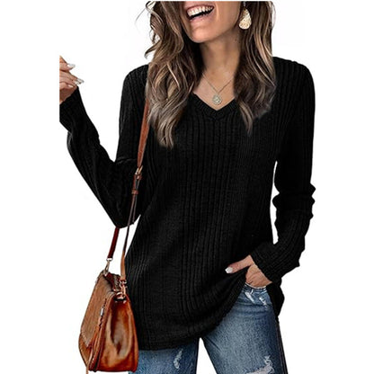 Damen Pullover V-Ausschnitt Strick Design