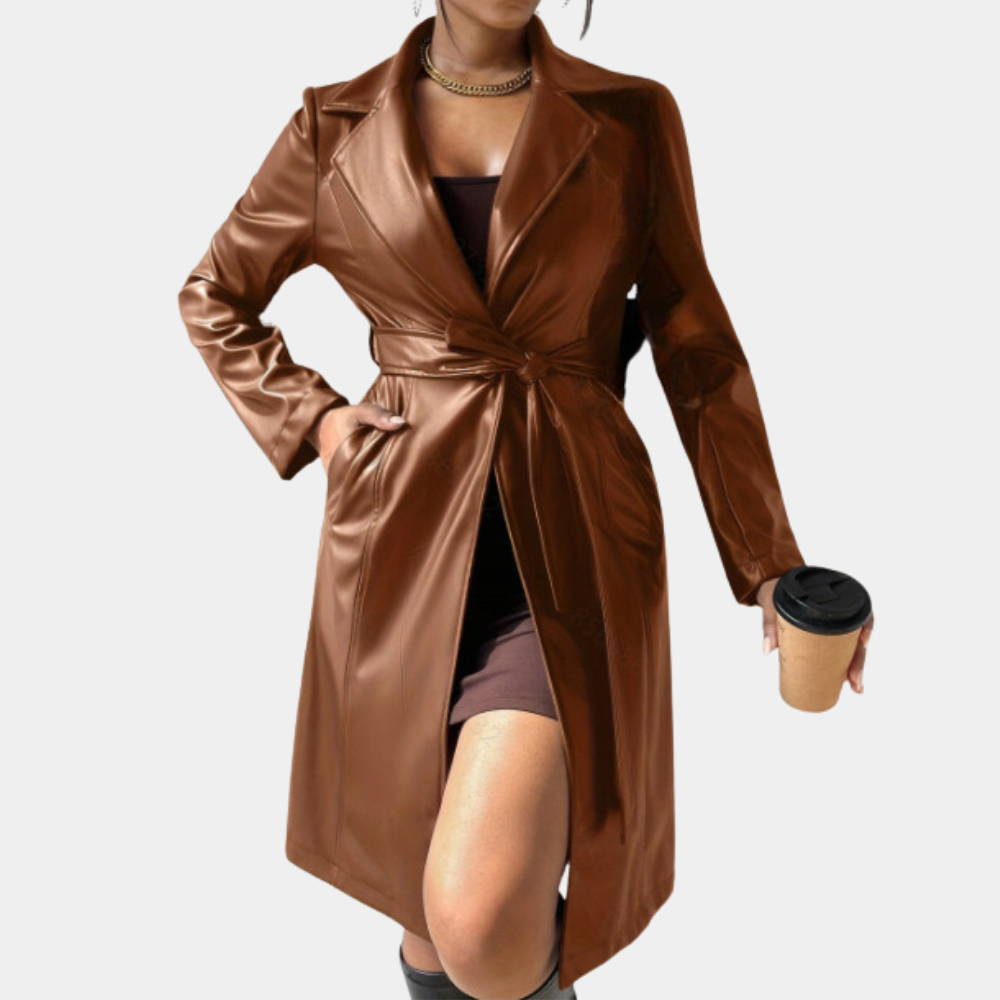 Elegante Damen Herbstjacke Lang Modisch