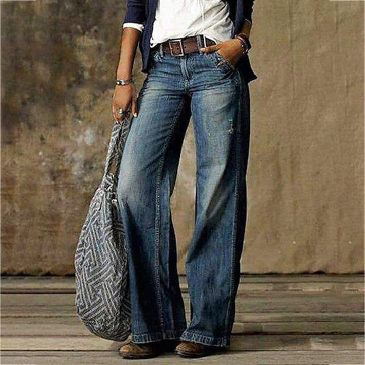 Damen Retro Jeans Weite Bein Style
