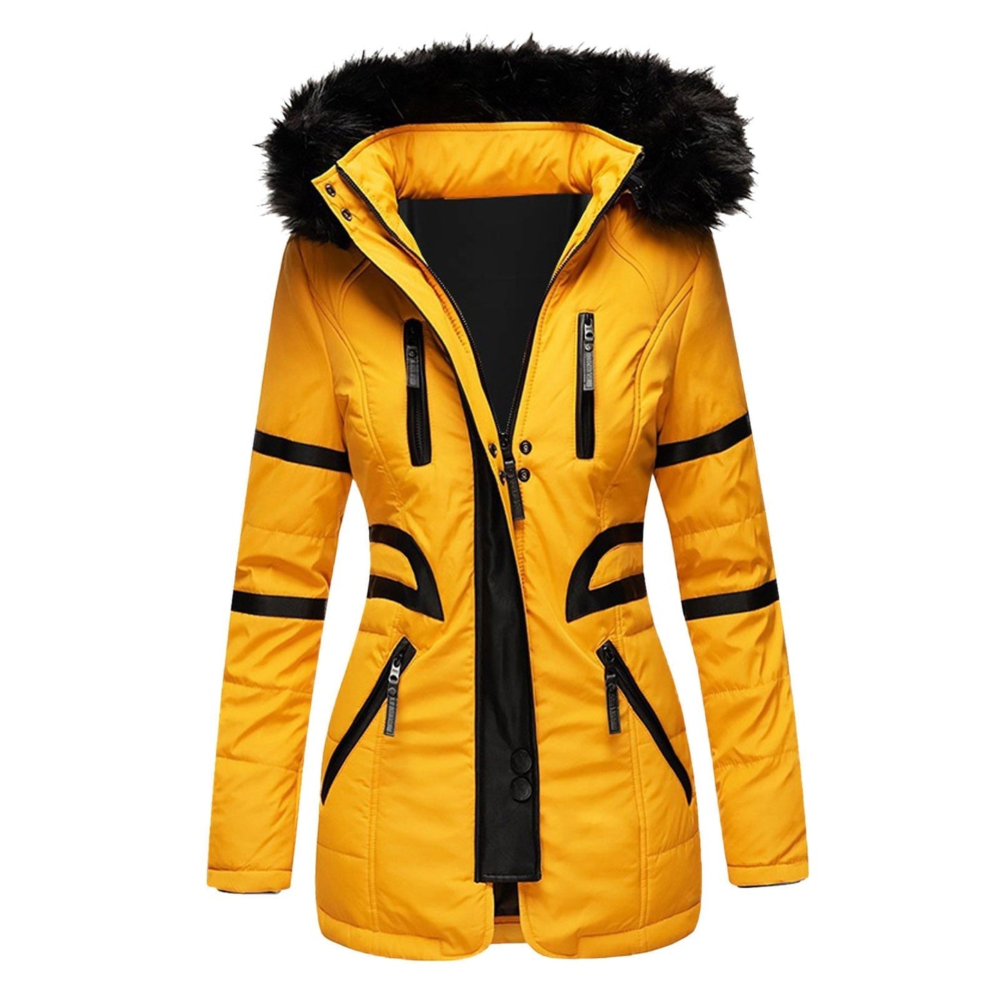 Eleganter Damen Wintermantel Warm Kapuze