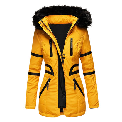 Eleganter Damen Wintermantel Warm Kapuze