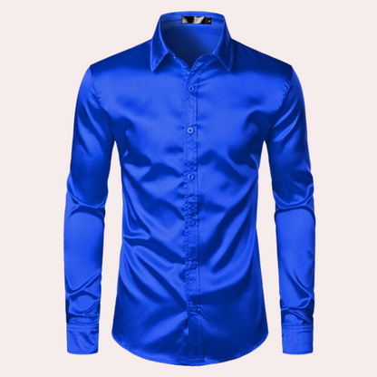 Herren Oberhemd Slim Fit Glänzend Blau