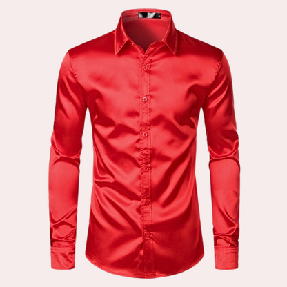 Herren Oberhemd Slim Fit Glänzend Blau