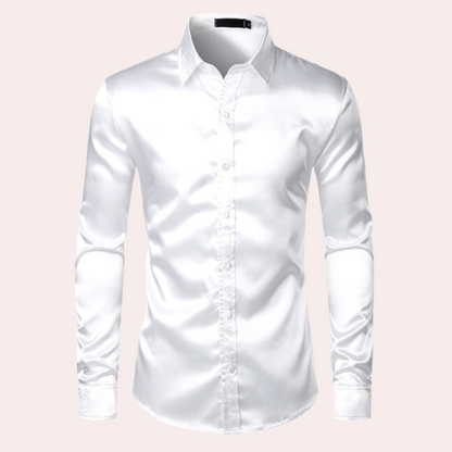 Herren Oberhemd Slim Fit Glänzend Blau