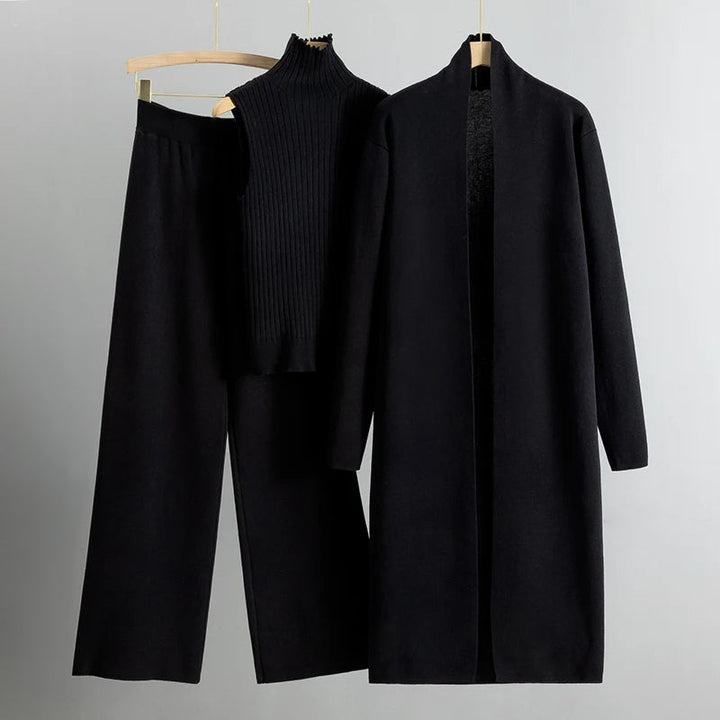 Elegantes Damen Outfit mit Langem Mantel und Skinny Hose