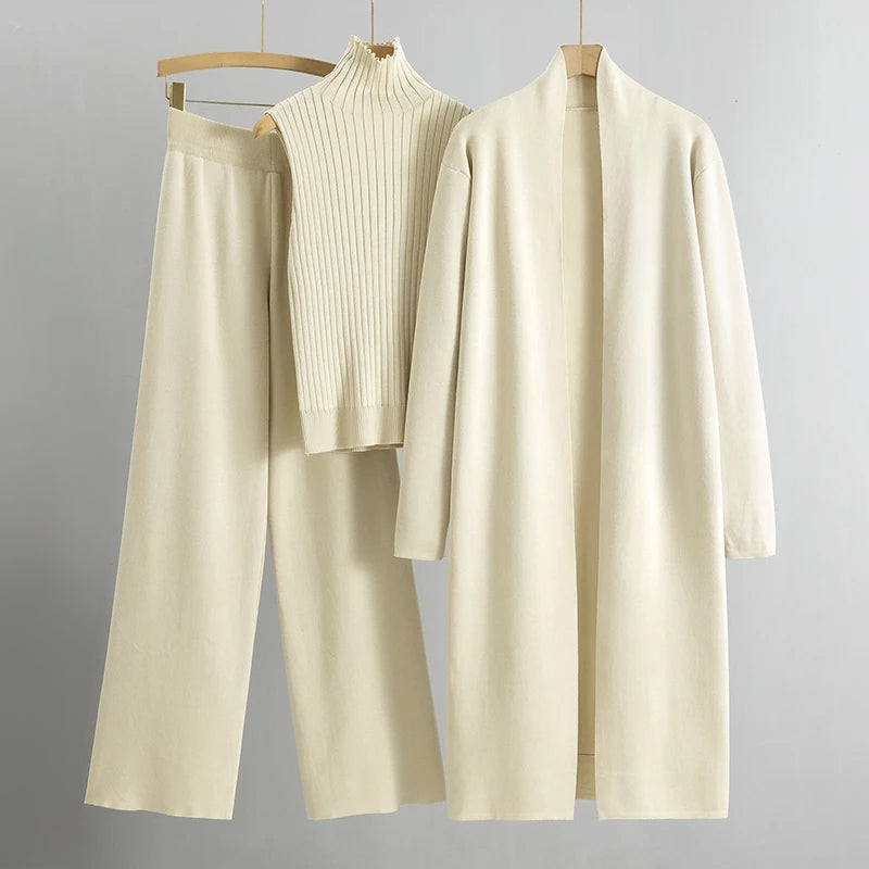 Luxus Kaschmir Kleid Set Beige