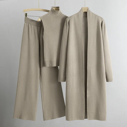 Luxus Kaschmir Kleid Set Beige - IdealeKleiden