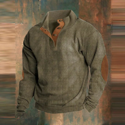 Herren Pullover Lässig Gerippt Knopfkragen - IdealeKleiden