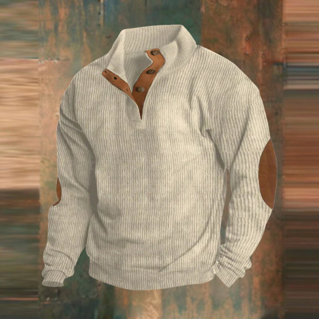 Herren Pullover Lässig Gerippt Knopfkragen