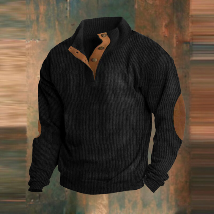 Herren Pullover Lässig Gerippt Knopfkragen
