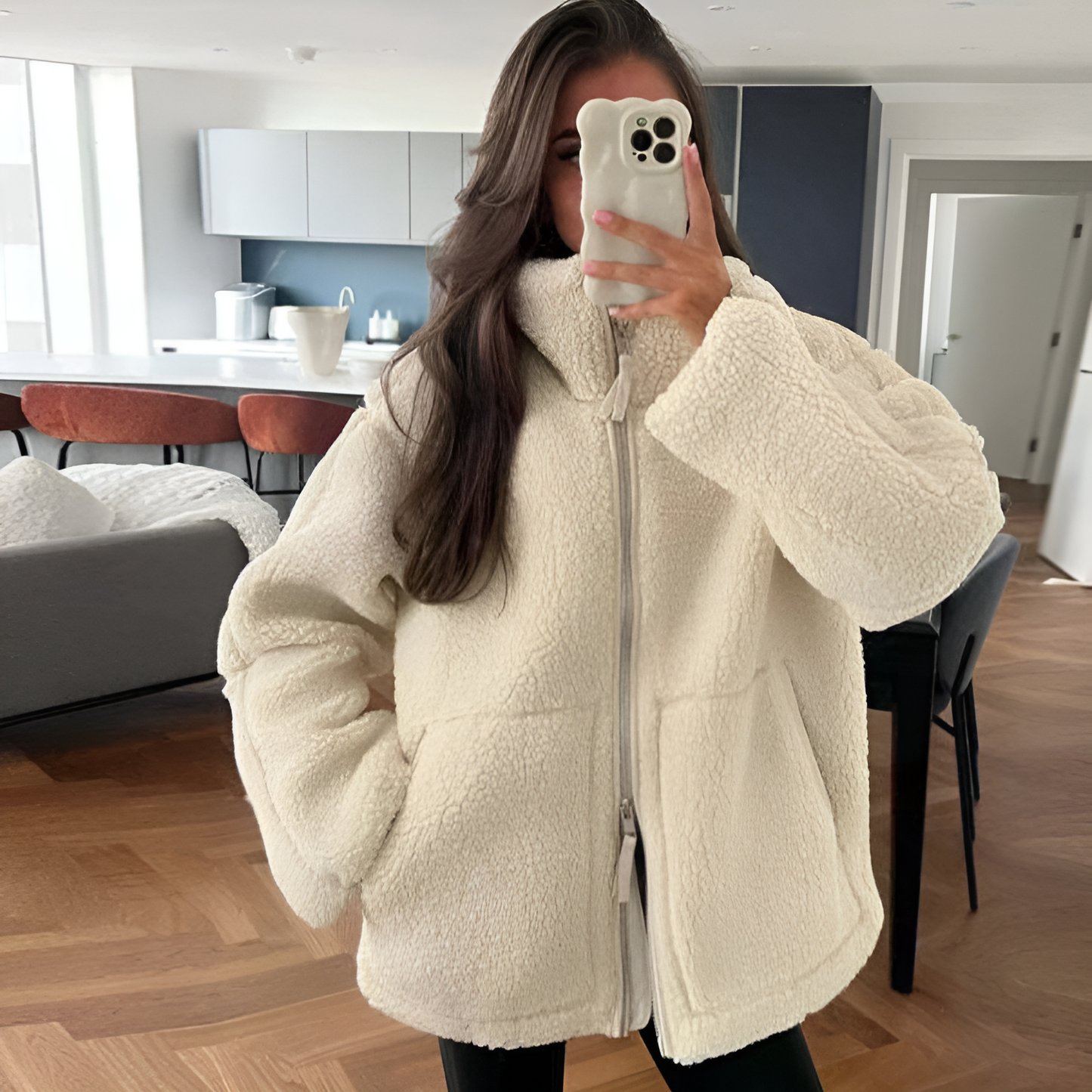 Warme Damenwinterjacke Fleece Outdoor