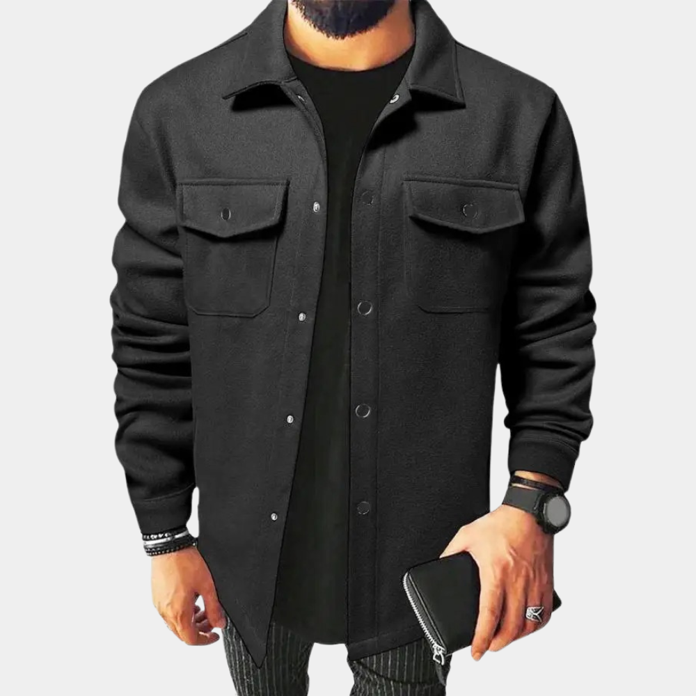 Herren Overshirt Casual mit Knöpfen und Taschen