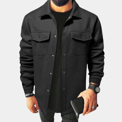 Herren Overshirt Casual mit Knöpfen und Taschen