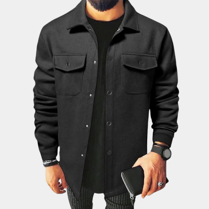 Herren Overshirt Casual mit Knöpfen und Taschen