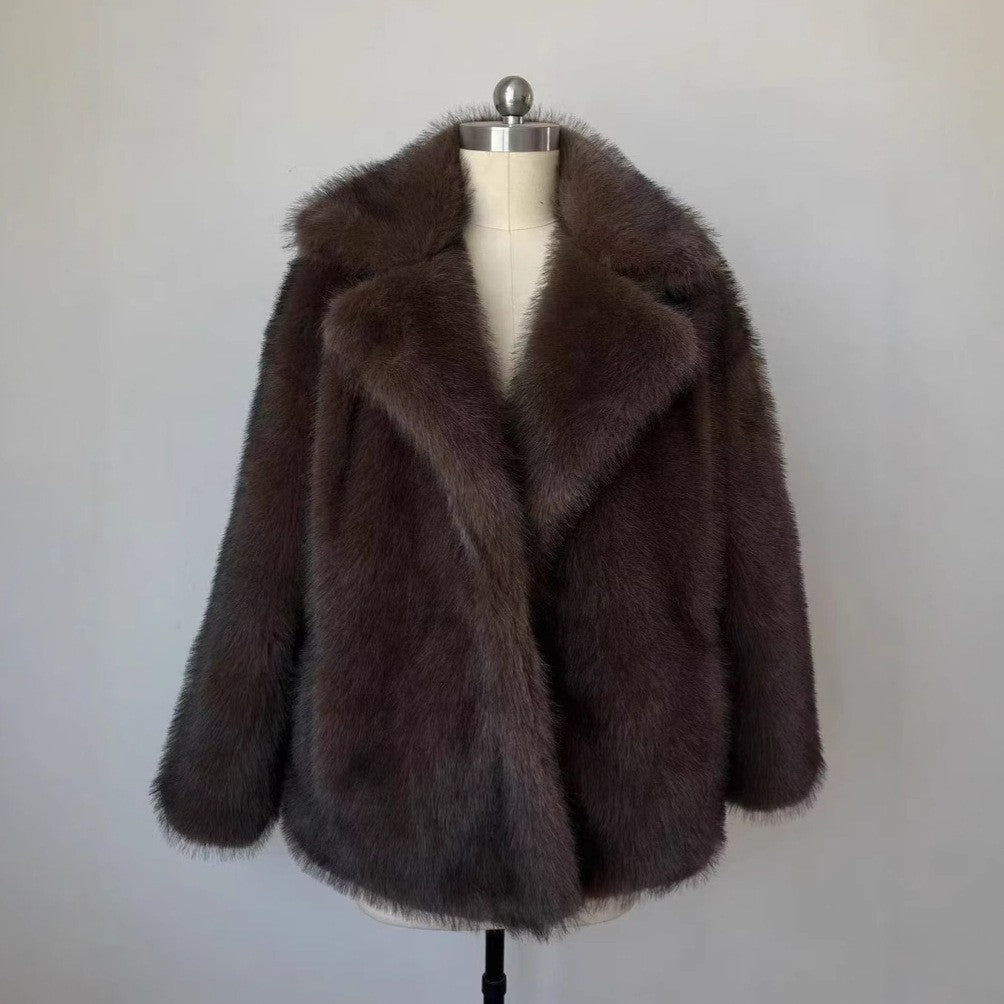 Kunstpelz Mantel Damen Luxus Winter
