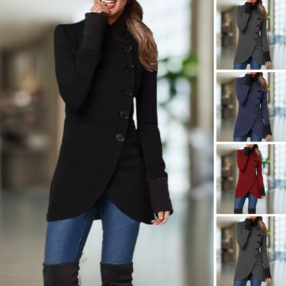 Eleganter Frauen-Mantel Wollmischung Stehkragen - IdealeKleiden