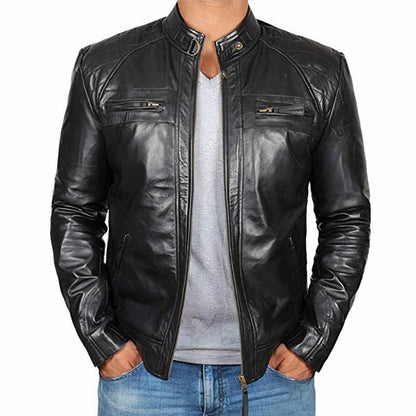 Robuste Herren Motorradjacke Reißverschluss Taschen
