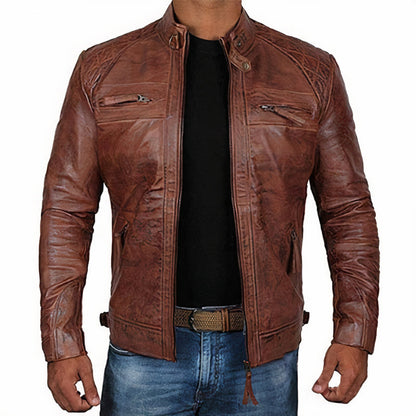 Robuste Herren Motorradjacke Reißverschluss Taschen