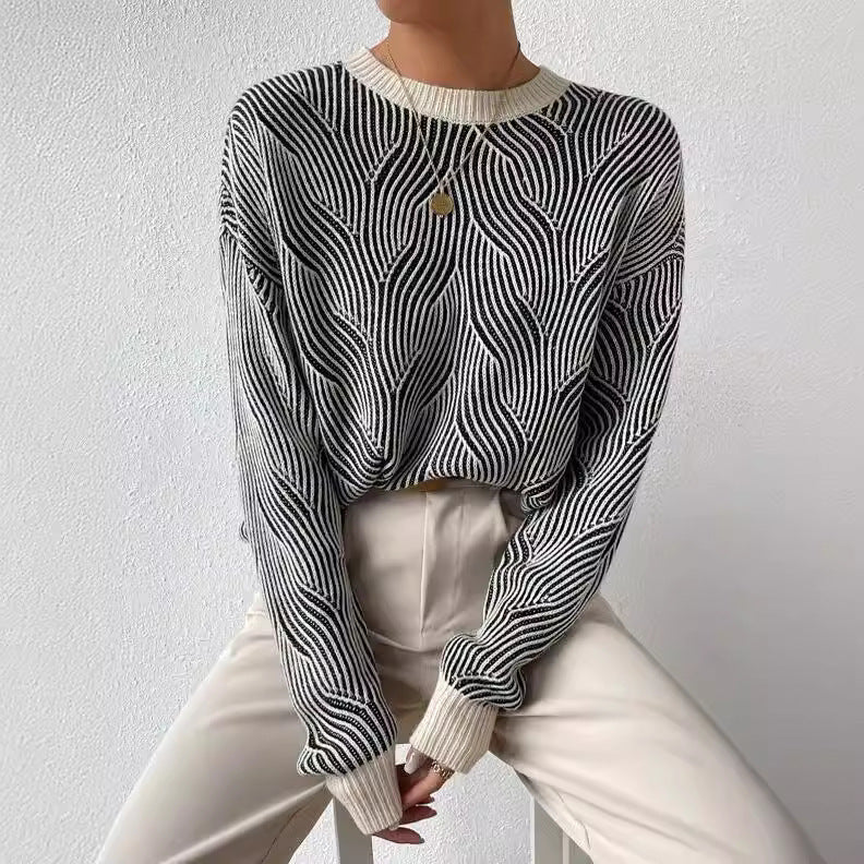 Stylisher Damen Pullover Abstrakt Design - IdealeKleiden