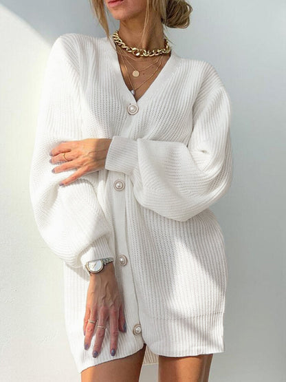 Übergroßer Damen Cardigan mit V-Ausschnitt