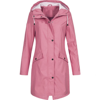 Wasserdichte Outdoorjacke Lang Schwarz Winddicht