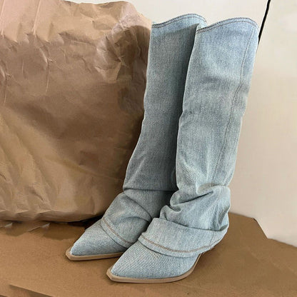 Modische Denim-Stiefel Frauen