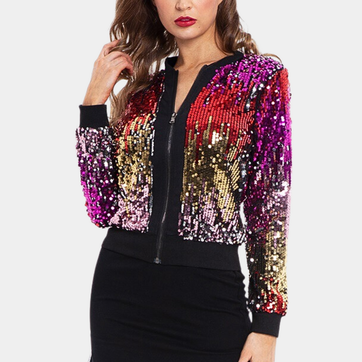 Herbstjacke Damen Pailletten Kurz Modisch