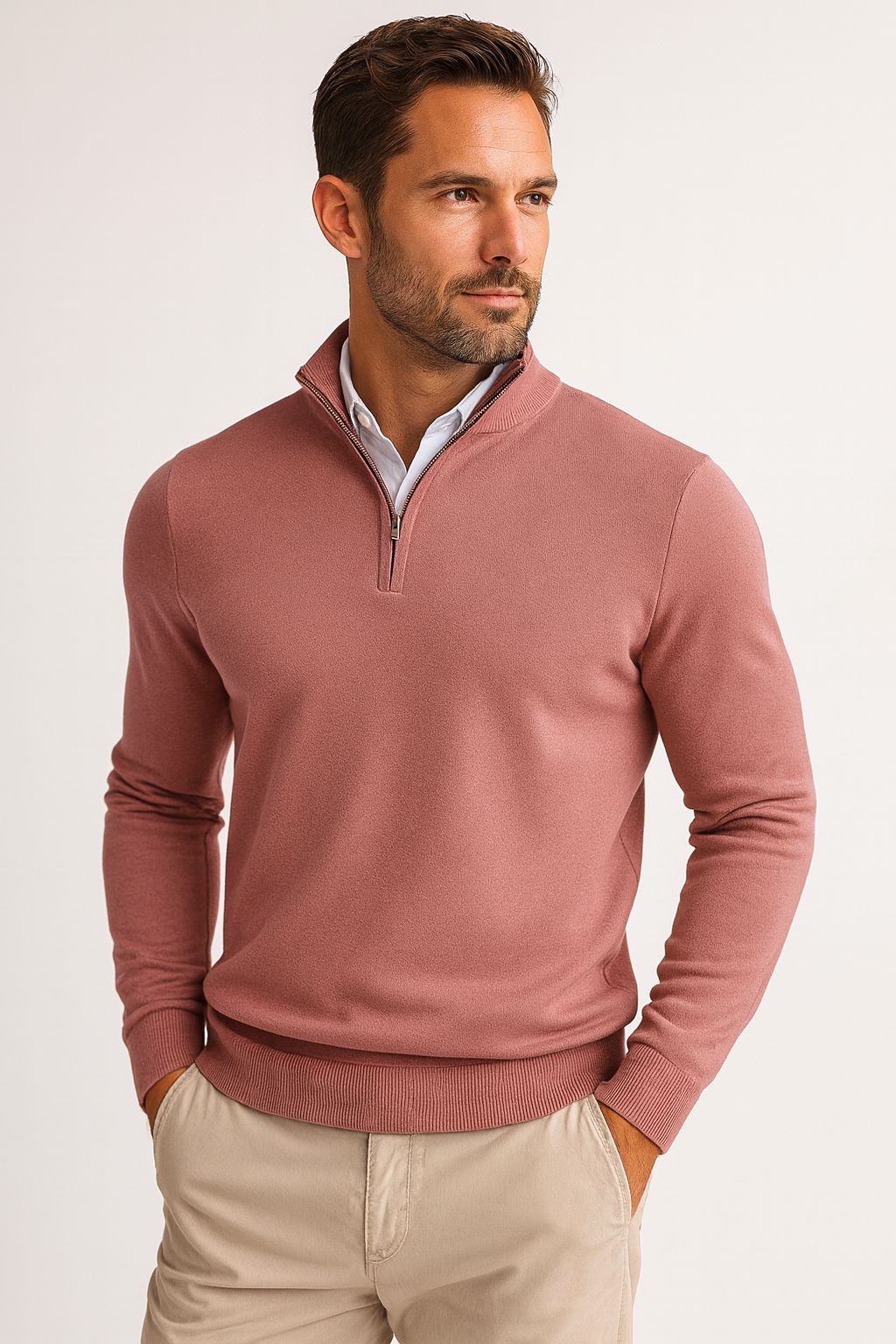 Herren Pullover Viertelreißverschluss Modern Sportlich