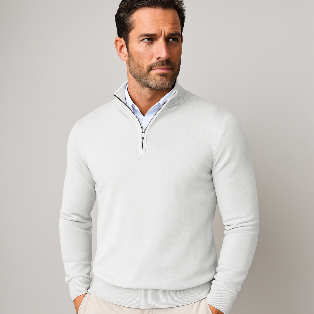 Herren Pullover Viertelreißverschluss Modern Sportlich