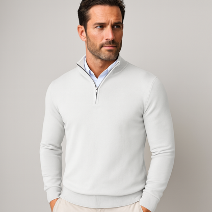 Herren Pullover Viertelreißverschluss Modern Sportlich