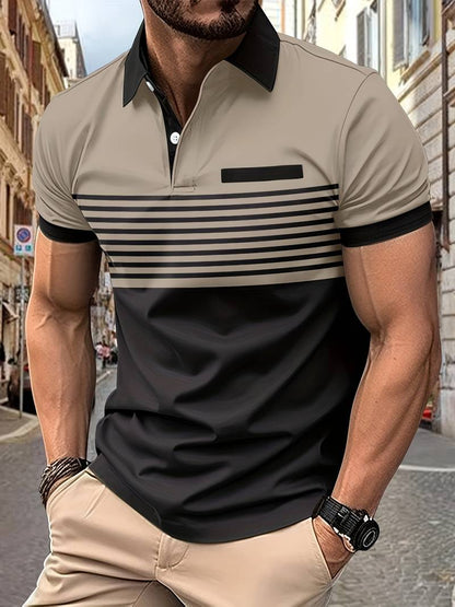 Herren Polo Shirt Gestreift Kurzarm