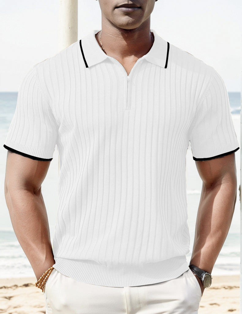 Kurzarm Polo-Shirt Modern Gerippt