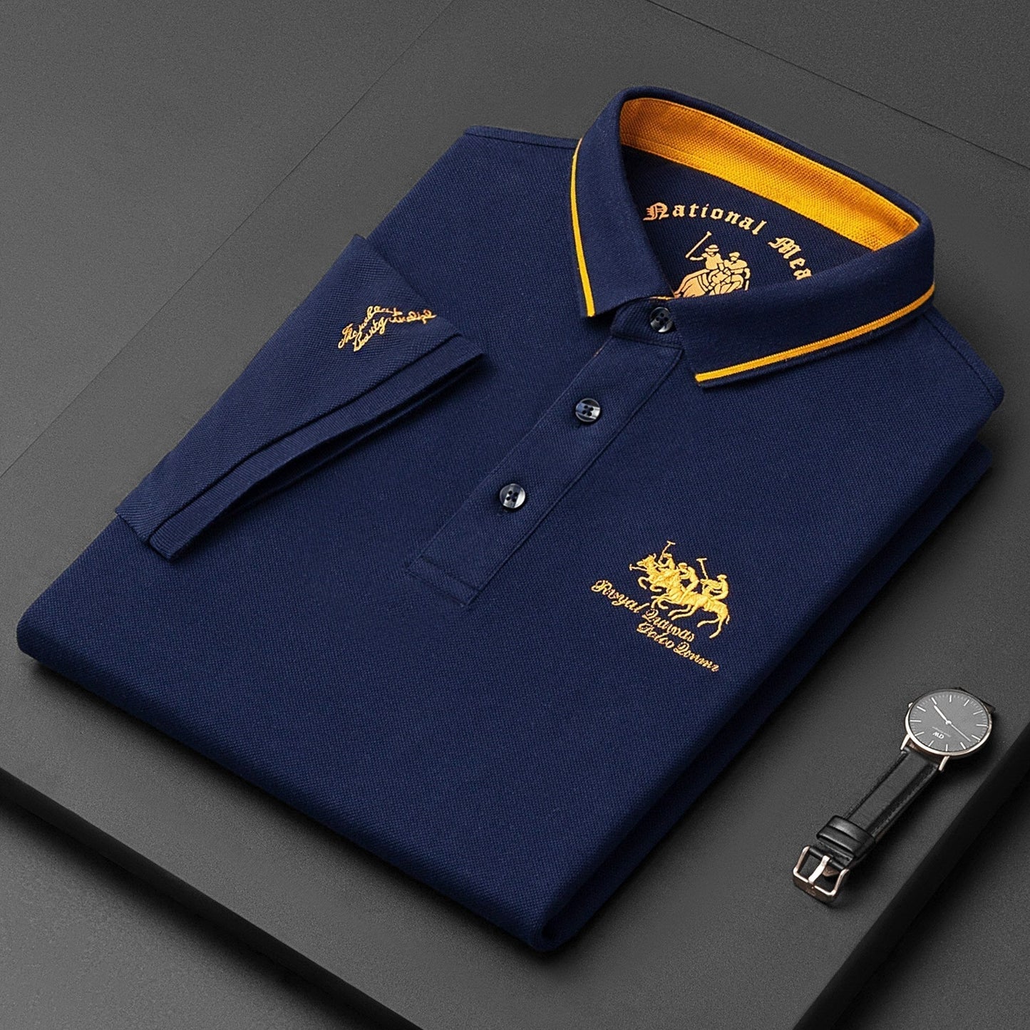 Herren Polo Leinen Hemd Kurzarm