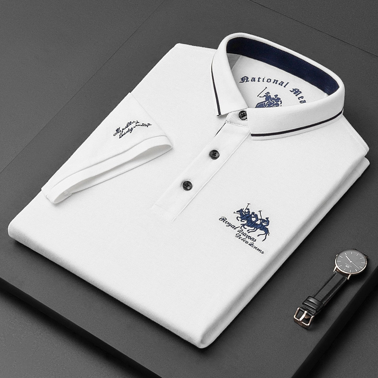 Herren Polo Leinen Hemd Kurzarm