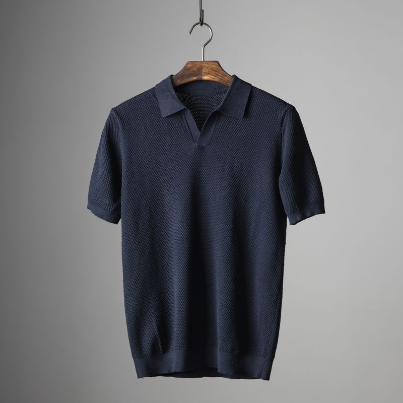 Kurzarm Polo Hemd V-Ausschnitt Modern