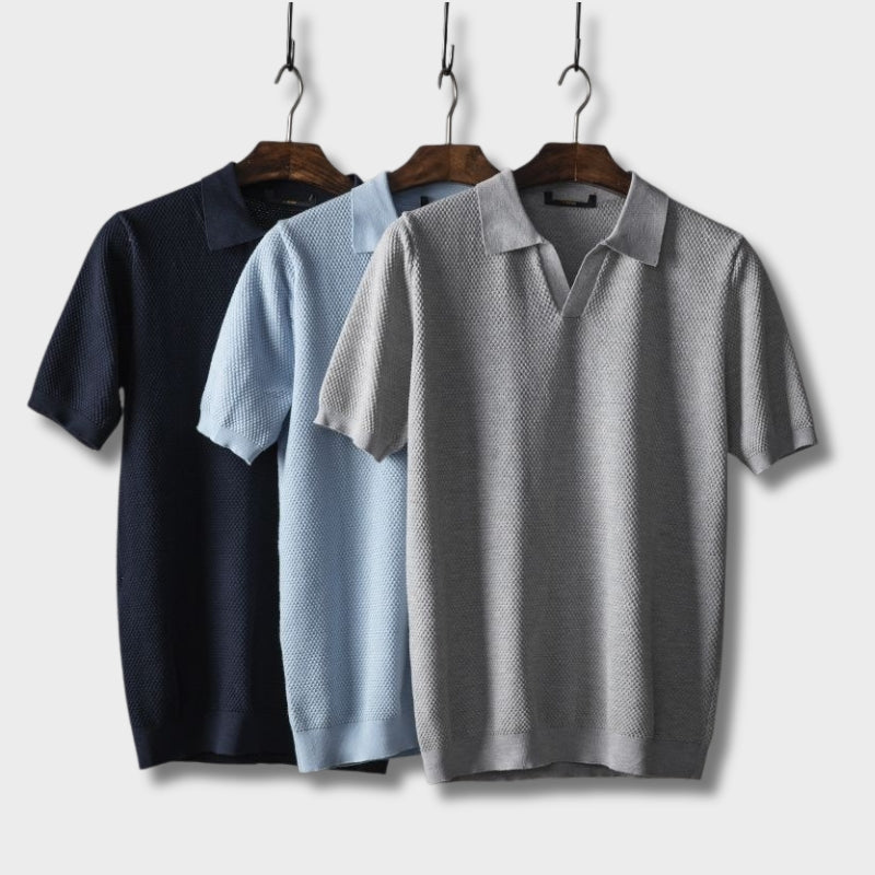 Herren Polo Shirt Kurzarm V-Ausschnitt Modern - IdealeKleiden