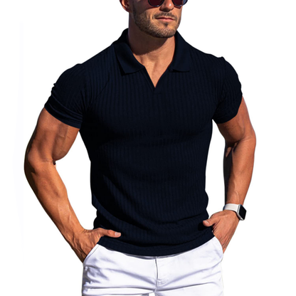 Slim-Fit Polo-Shirt V-Ausschnitt Herren