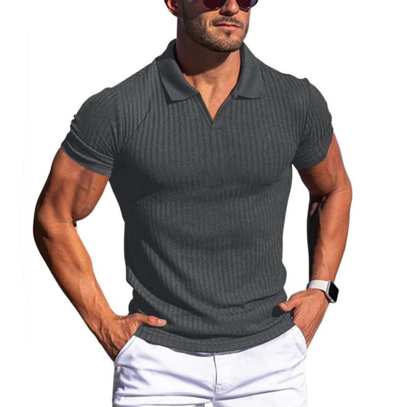 Slim-Fit Polo-Shirt V-Ausschnitt Herren - IdealeKleiden