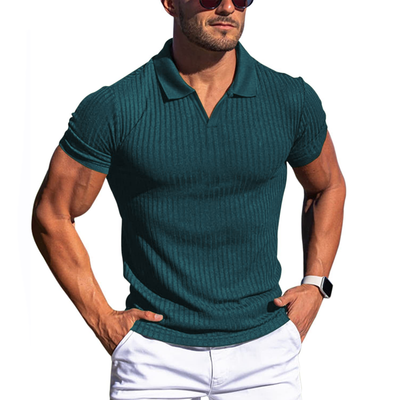 Slim-Fit Polo-Shirt V-Ausschnitt Herren